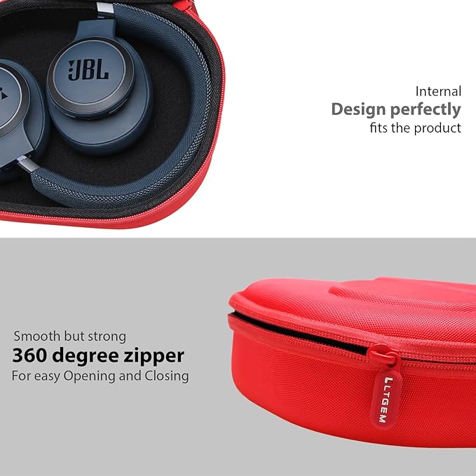 LTGEM Case Compatible with JBL Tune 770NC / 510BT / 720BT / 520BT / 520C / 670NC, for JBL Live 770NC / 670NC / 680NC / 780NC Headphones, Red+Black