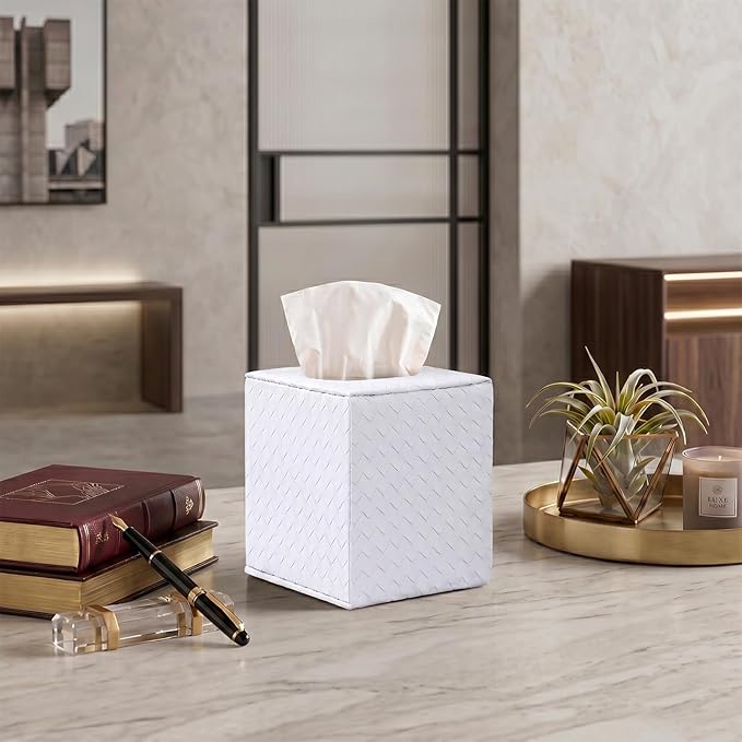 Tissue Box Cover Square,White Tissue Holder for Bathroom Accessories,Bathroom