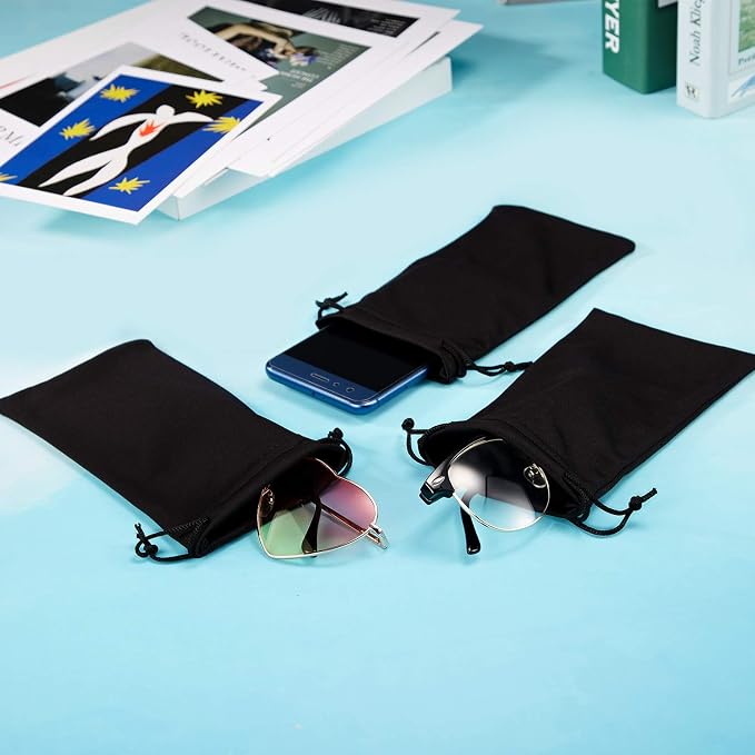 Frienda 100 Pack Soft Sunglasses Pouch Bulk Microfiber Sunglasses Case Eyeglasses Sleeve with 2 Cleaning Cloth for Storage