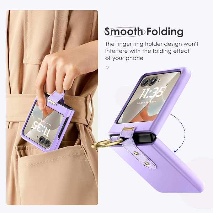 Maxdara for Motorola Razr 2026/2025 Case with Ring [Not Fit Razr Plus 2026], Moto Razr 2026 Case with Built-in Screen Protector Slim Thin Cover(Purple)