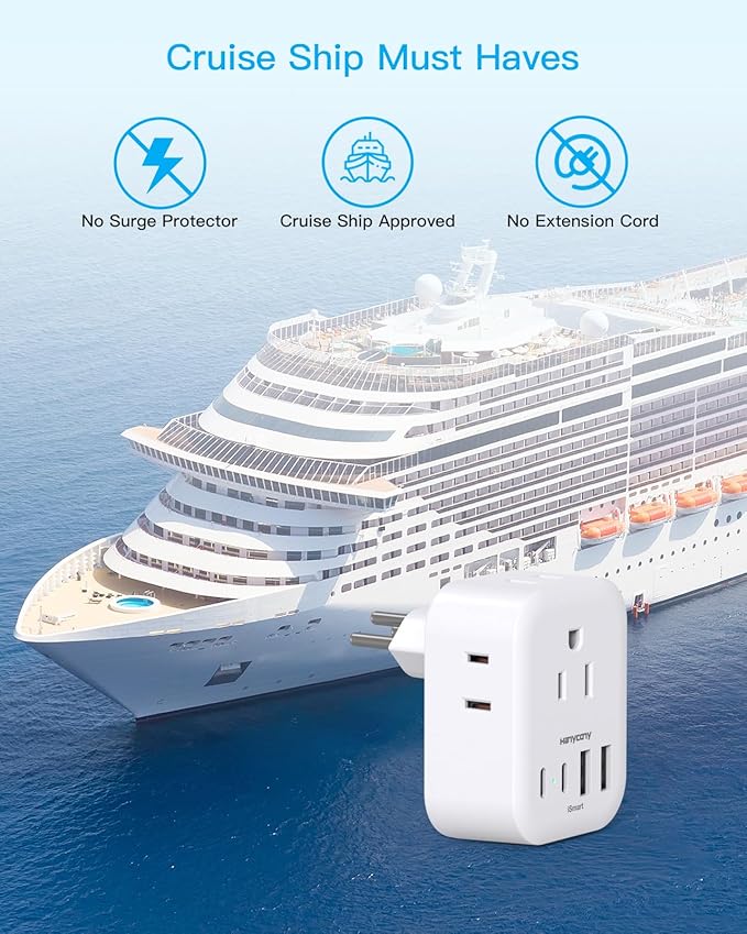 Type N Plug Adapter Brazil 2 Pack, HANYCONY Braizl Power Adapter with 4 Outlets 4 USB Ports (2 USB C), Type N Travel Adapter for US to Brazil Brazilian Brasil