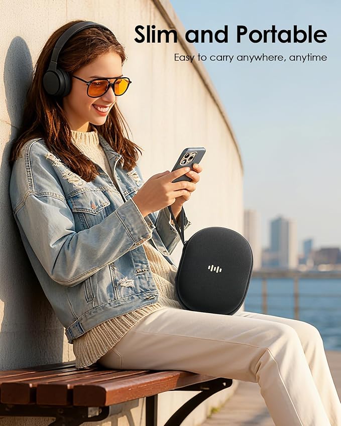 Headphone Case Hard Shell for JBL Tune 520BT/510BT/500BT/720BT/Bose/Soundcore Anker/BERIBES/KVIDIO/TOZO/JLab, Ultra-Slim Over-Ear Headset Universal Portable Travel Organizer Bag (Black)