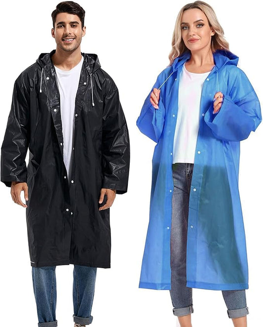 Rain Ponchos for Adults Reusable Raincoats Survival Heavy Duty Military Impermeable 2 Packs Rain Coat…