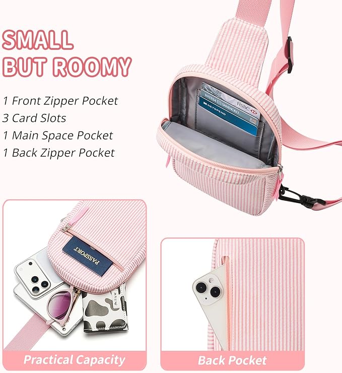 Birthday Gifts for 8 9 10 11 12 Year Old Teens Girls Kids, Fanny Pack Crossbody Bag Sling Belt Bags Purse, Dorm Travel Essentials for Girls Fashion, Preppy Tween Teen Girl Gift Trendy Stuff