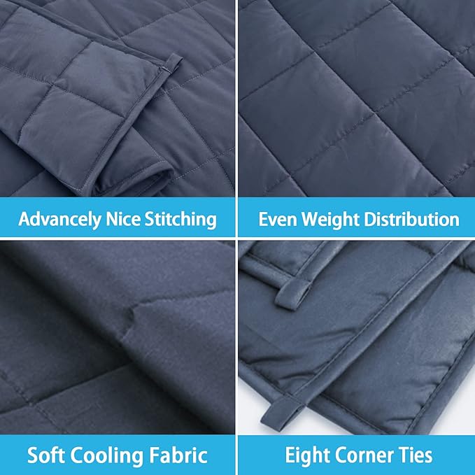Cooling Weighted Blanket for Adults 20lbs,48"x72", Twin Full Size Heavy Throw Blanket for 180-220lbs, Microfiber Soft Thick Big Blankets Weighted Comforter Breathable Gifts for Sleeping, Grey