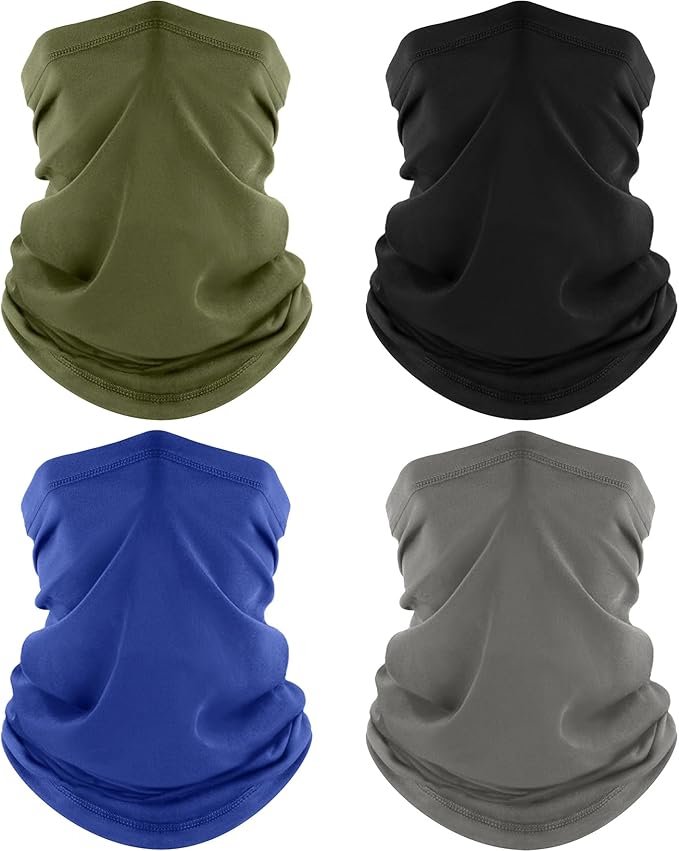 ROXUN 4 Pack Neck Gaiter, Cooling Breathable Face Mask UV Protection Scarf Hiking Bandana for Men/Women