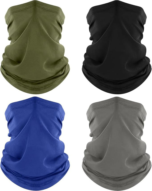 ROXUN 4 Pack Neck Gaiter, Cooling Breathable Face Mask UV Protection Scarf Hiking Bandana for Men/Women