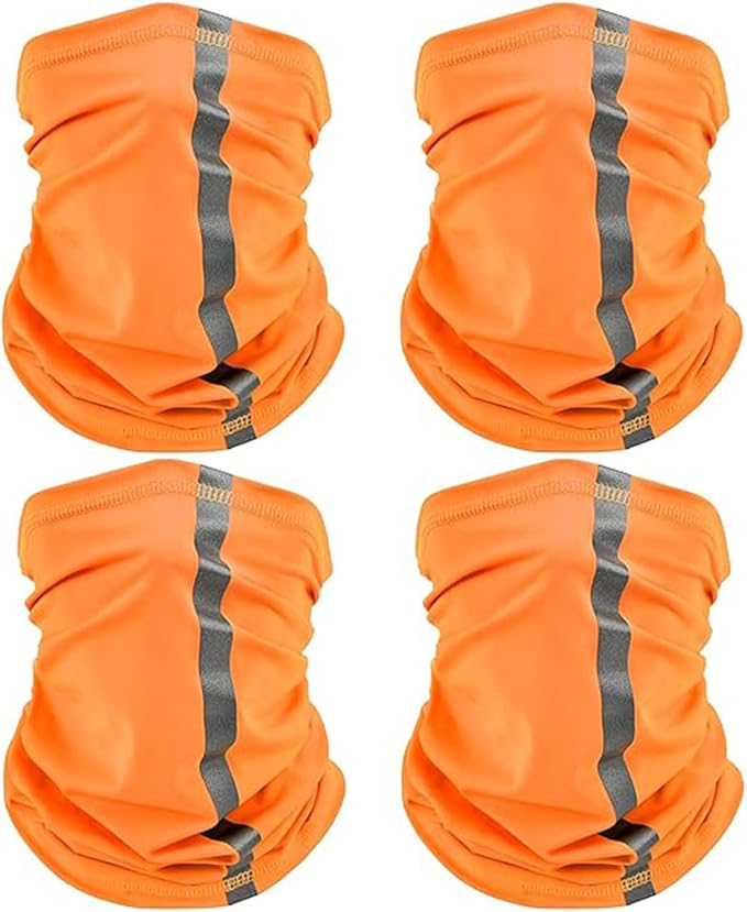 SATINIOR 4 Pcs Neck Gaiter Face Mask for Men Reflective Face Cover Scarf Summer UV Sun Protection Balaclava Bandana for Work