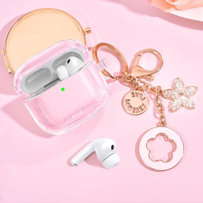 Case for Airpods iPods Pro 3 Case 2025 with Phone Stand for Women-VISOOM Clear Air Pod iPod Pro 3 Cases Cover Cute Girly Airpods Case Pro3 Bling Glitter AirPods Pro3 Cases Hard Shell with Keychain