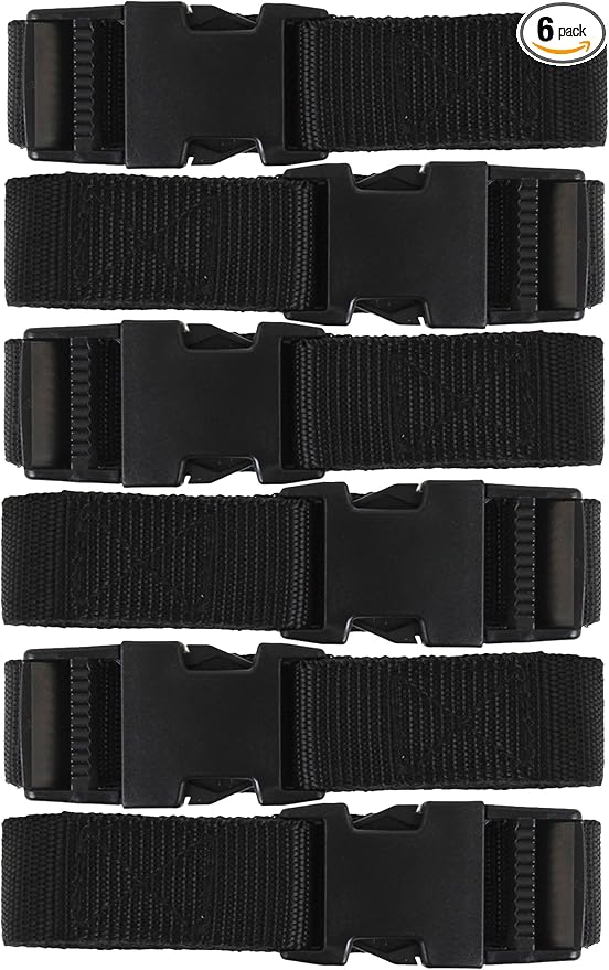 Harrier Hardware Utility Strap with Quick-Release Buckle, Black, 72-Inch, 6-Pack
