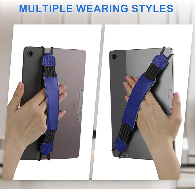 HoYiXi Soft Hand Strap for 9-11 Inch eReaders & Fire Tablet Compatible with Fire HD 10/iPad 9.7 /iPad mini/Galaxy Tab A8 A9/Huawei Lightweight Black High-Elasticity Finger Grip Holder,Blue
