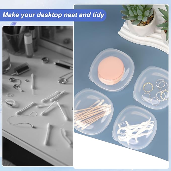 4 Packs Cotton Round Holder Travel, Hair Tie Container, Travel Qtip Holder, Suitable for Makeup Remover Cotton Balls, Organizer for Collecting Small Items, Jewelry(3.5 x 1.7in,White)