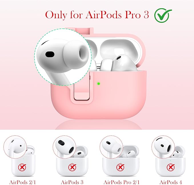 R-fun for AirPods Pro 3 Case with Cleaning Kit, Soft Liquid Silicone Rubber Protective Cover, Compatible with AirPods Pro 3rd Generation Case (2025), Compatible with MagSafe, Pink