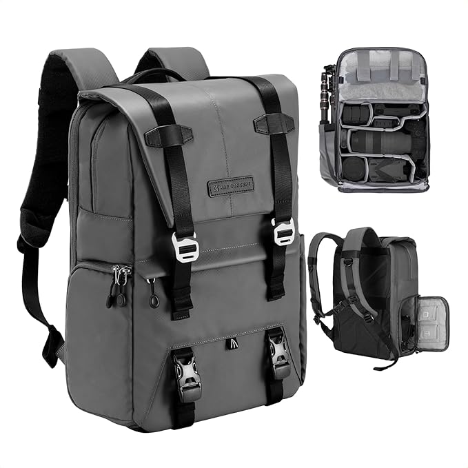 K&F CONCEPT Camera Backpack, Camera Bags for Photographers Large Capacity Camera Case with Raincover,15-15.6 Inch Laptop Compartment Compatible for Canon/Nikon/Sony/DJI Mavic Drone