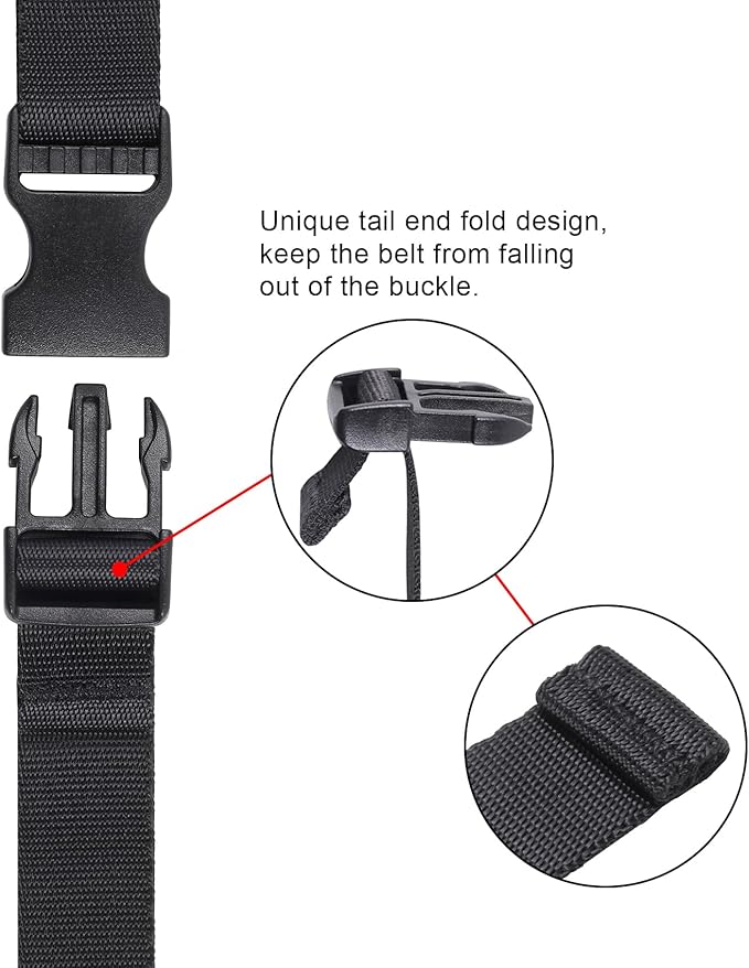 Vigorport Utility Straps Quick Release Nylon Backpack Accessory Bag Strap,Adjustable for Hiking,Travel,Outdoor Sports-4 Pack (Black, 0.75" W-24 L)