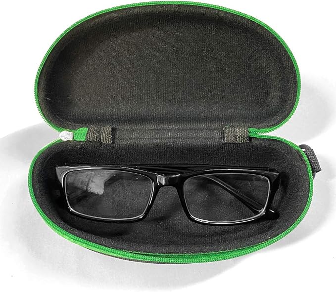 3 Pack Zipper Shell Eyeglasses and Sunglasses Case with Plastic Carabiner Hook