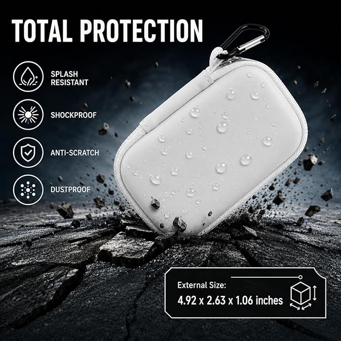 PAIYULE SSD Case for SanDisk Extreme Portable SSD Old & New Model and Extreme PRO,Hard Shell Protective Storage Bag, Fits 1TB 2TB 4TB 8TB External Solid State Drive for Travel(White)