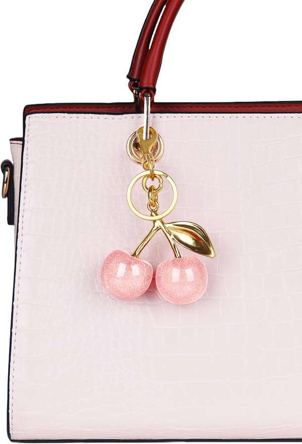 OVRUNS Cherry Bag Charm Cute Cherry Accessories Sparkling Purse Charms for Women