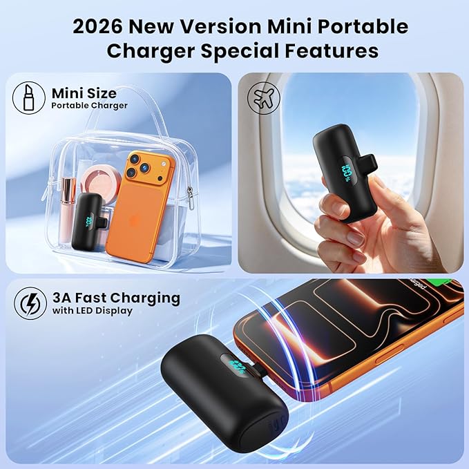 [2 Pack]Portable Charger Power Bank for iPhone 17/16/15,Mini USB C Portable Power Bank 5000mAh Fast Charging Battery Pack Travel Essentials for iPhone 15/16/17 Plus/17 Pro/17 Pro Max,Samsung Android