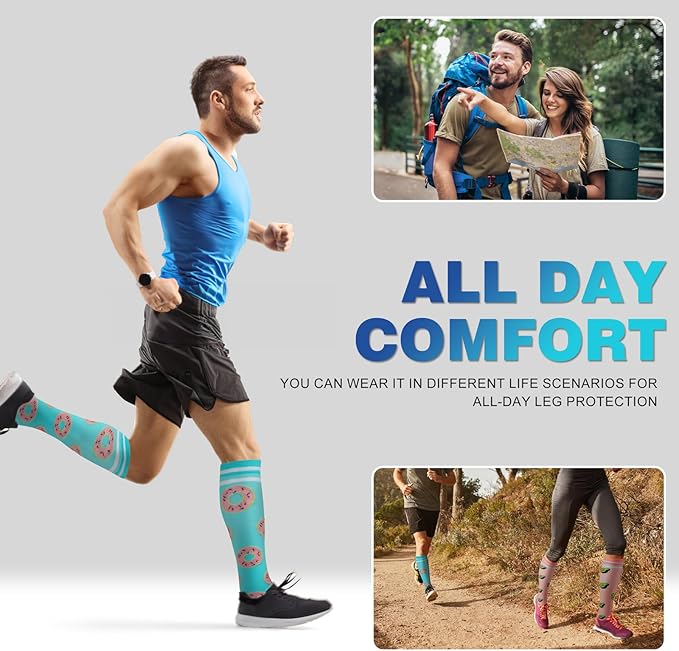 cerpite Compression Socks for Women & Men Circulation 8 Pairs Compression Socks 20-30 mmhg Best for Running,Nurse,Travel