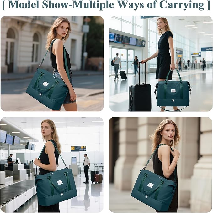 Travel Duffel Bag with Shoes Compartment, Overnight Weekender Bags for Women,Carry on Personal Item Bag，Extra Large
