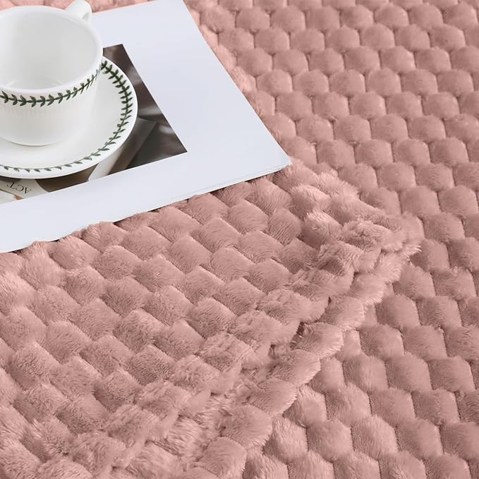 Bnuitland Pink Flannel Throw Blanket (50X40 inches), 300 GSM Fleece Cozy Warm Soft Lightweight Bed Sofa Blanket for Babys and Pets, Suitable for All Seasons