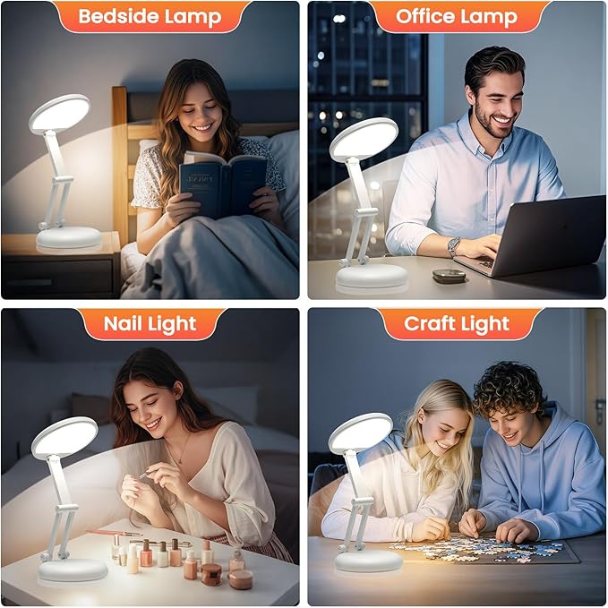One Fire Cordless Desk Lamp,Dimmable Small Battery Powered Lights,3600mAh Rechargeable Wireless Table Lamp,Mini Lamp&Portable Light for Bed,Book Reading,Home for Small Spaces,Nail Light,Craft,Office