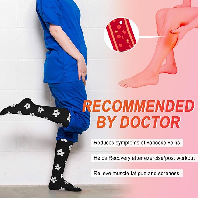4 Pairs Compression Socks for Women Circulation-Best Support for Nurses,Running,Athletic,Travel