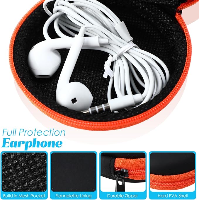 Abbylike 30 Pack Headphone Case Earphone Earbud Headset Carrying Case Holder Hard EVA Headset Travel Pouch Square Storage Bag Cell Phone Accessories Organizer with Hook for Memory Card Chip