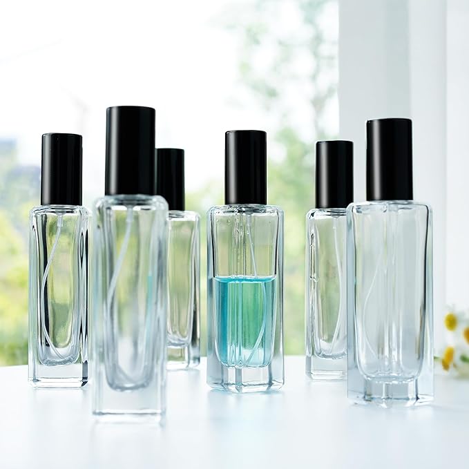 YU FENG 6 Pack Clear Glass Perfume Sprayer Bottle, 30ml Portable Perfume Fine Mist Sprayer, Empty Refillable Travel Perfume Bottle