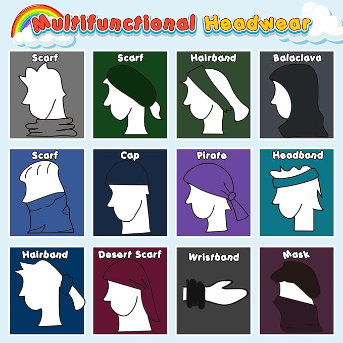Jiuguva 26 Pcs Neck Gaiter Men Face Mask Headband Boho Head Wrap Headwear Bulk Hiking Seamless Neck Scarf Skull Bandana Women