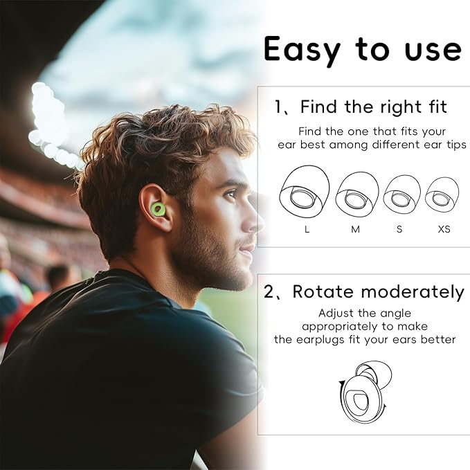 Noise Canceling Earplugs for Sleep and Concentration– New Flexible Earplugs for Better Attenuation–2 Pair Reusable –Deal for Side Sleepers &Noise Sensitive Person – 27dB Noise Cancellation–Dark Green