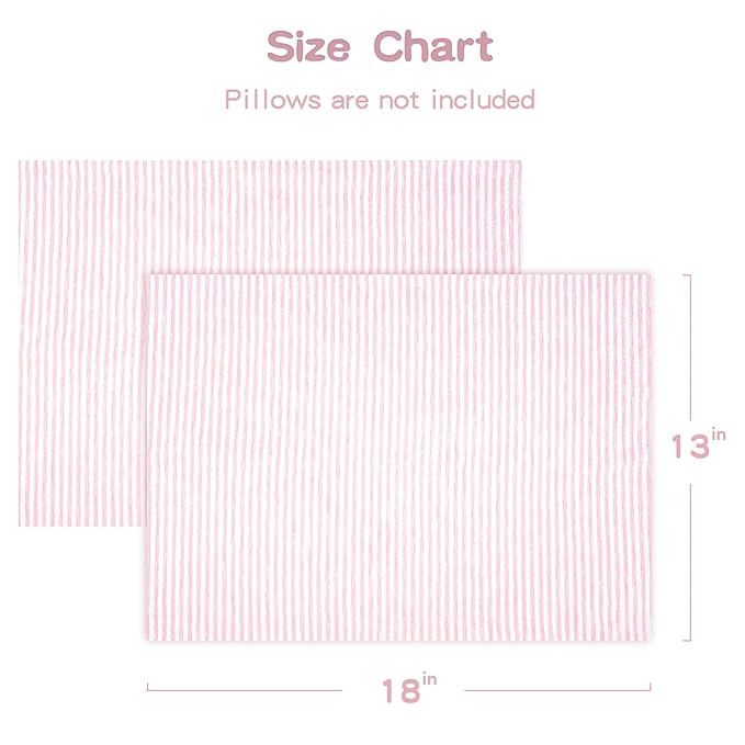 Zenssia Organic Cotton Toddler Pillowcase/Travel Pillowcase Pack of 2 Set 13x18 Inches with Envelope Closure - Soft & Breathable Baby Pillow Case Cover Pink Stripe