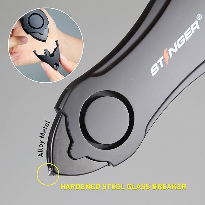 Stinger Personal Alarm Keychain Emergency Tool, Safety Panic Alarm Siren, Seat Belt Cutter, Glass Breaker, Security Device for Women Men Kid, Design in USA (Twin Rose)