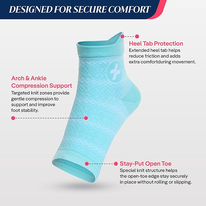 COOLMATE Ankle Support Light Compression Socks for Women and Men, Toeless Arch Support Sleeve for Running, Walking, Workout