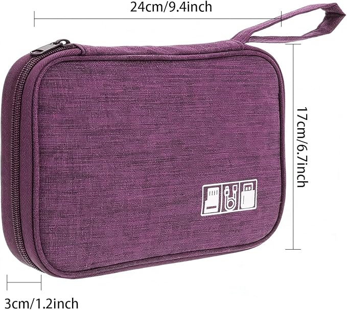 Yamrots Travel Cable Organizer, Electronic Organizer Travel Case, Portable Storage Bag for SD Card, Charger, Power Bank, Earphone (Purple)