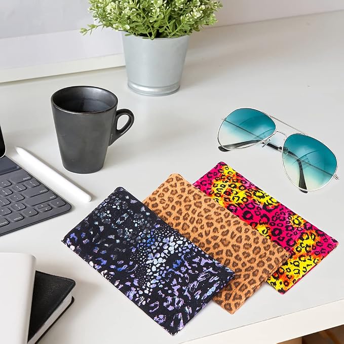 TRIUMPH VISION Squeeze Leather Sunglasses Pouch - 3 Pack Glasses Case Soft Eyeglass Sleeve Pouch Holder