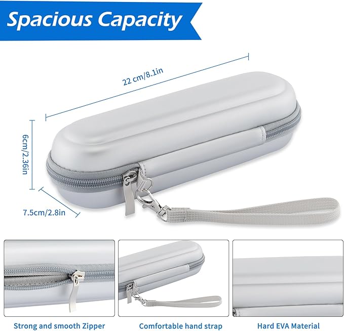 Toothbrush Travel Case for Oral B/Oral-B Pro 1000 1500 5000 7000 & Philips Sonicare 4100 1100 5300 5100 6100/iO Electric Toothbrush, Hard Protective Storage Bag (Silver-2)