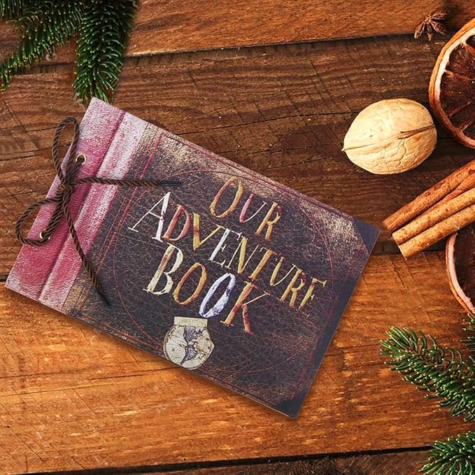 Our Adventure Book Handcrafted 11.92 x 7.62" Scrapbook, Color cover,Embossed Lettering, Inspired by 'Up', Ideal for Photos, Gift for Couples Anniversary, Weddings, Travelling, Birthday, Christmas