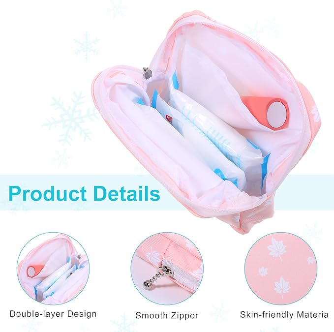 Gjinxi 3 PCS Period Bag with Zipper Discreet Tampons Holder Pouch Menstrual Pad Cup Pouches Cotton Panty Liners Sanitary Napkin Tampon Storage Bag First Period Pouch for Purse Women Travel & Daily Use