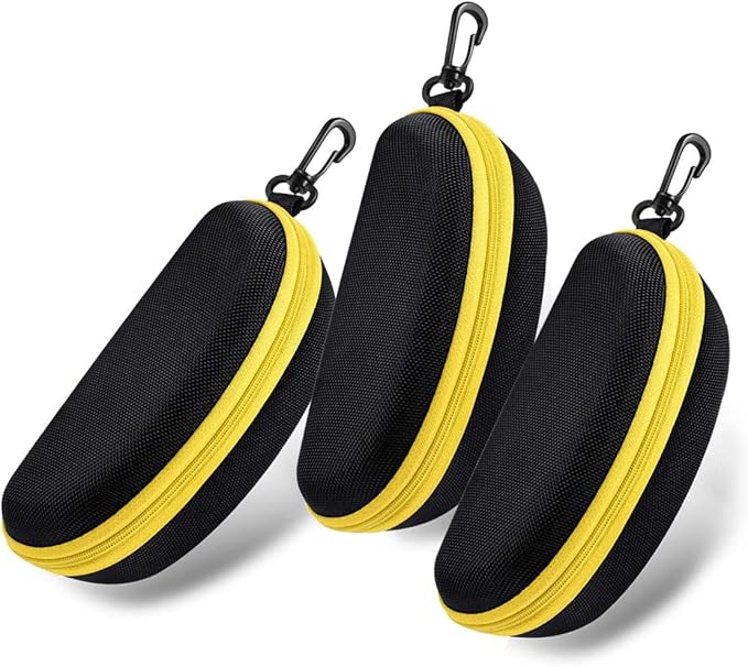 3pcs Zipper Hard Shell Sunglasses Case and Eyeglasses Case Portable Travel Glasses Case with Plastic Hook