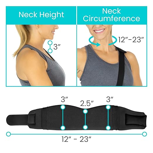 Vive Cervical Collar Neck Brace for Neck Pain and Support for Women & Men - Soft Foam Brace for Pain Relief - Comfortable Corrector Wrap for Posture, Sleeping, Radiculopathy, & Spine (Black, 3 inch)