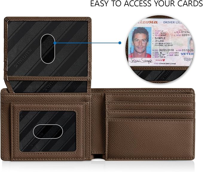 RUNBOX Wallet for Men -Slim Rfid Leather Mens Bifold Novelty Wallets 2 ID Window With Gift Box Men's Accessories | Slim
