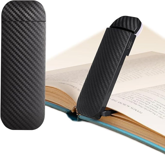 HEMONNKAM Book Reading Light, Rechargeable Clip on Booklight, Eye Caring 3 Color Temperatures & 5 Brightness Levels, Night Use for Bed, Long Lasting, Reading at Night in Bed, Mystic Black