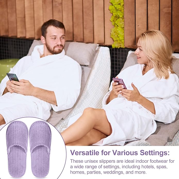 Panitay 20 Pairs Reusable Spa Slippers for Guests Washable House Slippers with Triple Layer Coral Fleece for Home Indoor Hotel Travel, Closed Toe