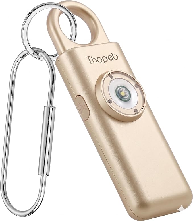 Thopeb– Personal Safety Alarm for Women–135dB Siren, Strobe Light and Rechargeable - Safety Alarm Keychain for Women (Metallic Rose)