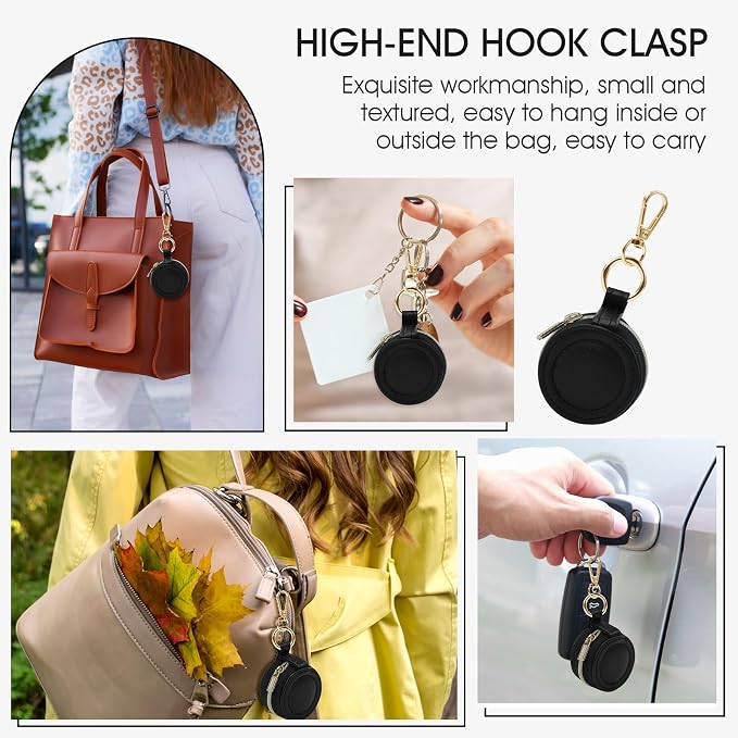 Portable Ring Keychain Holder for Gym and Travel - Black Jewelry Holder for Sports Bag, Compact Ring Earring Necklace Storage Case