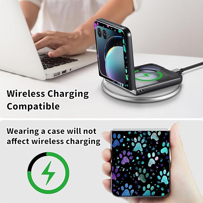 for Motorola Razr Plus 2025 Case,for Razor Plus 2025 Phone Case Cute Slim Hard PC Ultra-Thin Anti-Scratches Shockproof Protective Cover,Green Paw Footprint