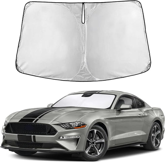 Autovir Windshield Sun Shade Fit for 2015-2024 2025 2026 Ford Mustang Sunshade, Front Car Window Shades Sun Visor, Blocks UV Rays & Heat, Car Accessories