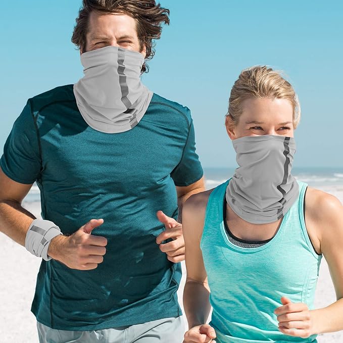 SATINIOR 4 Pcs Neck Gaiter Face Mask for Men Reflective Face Cover Scarf Summer UV Sun Protection Balaclava Bandana for Work